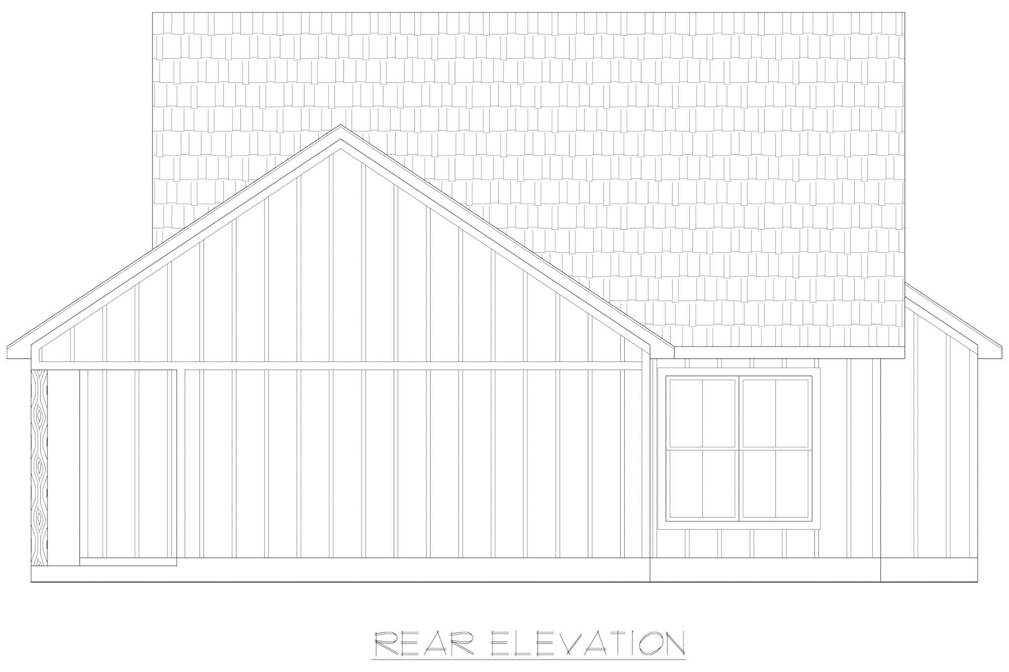 Home Plan Rear Elevation of this 2-Bedroom,1222 Sq Ft Plan -206-1088