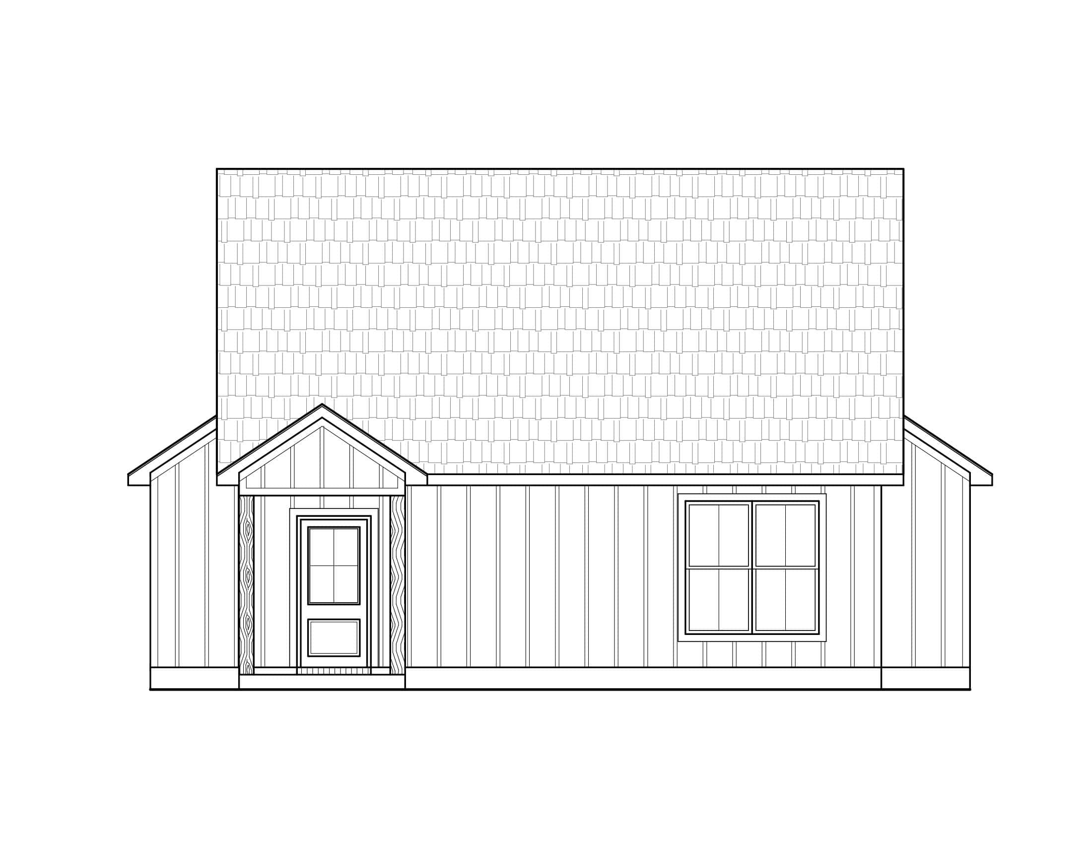 Home Plan Rear Elevation of this 2-Bedroom,1222 Sq Ft Plan -206-1088