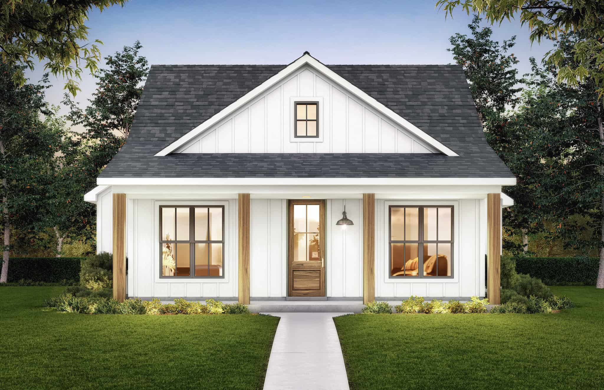 Front elevation of Farmhouse home (ThePlanCollection: House Plan #206-1088)