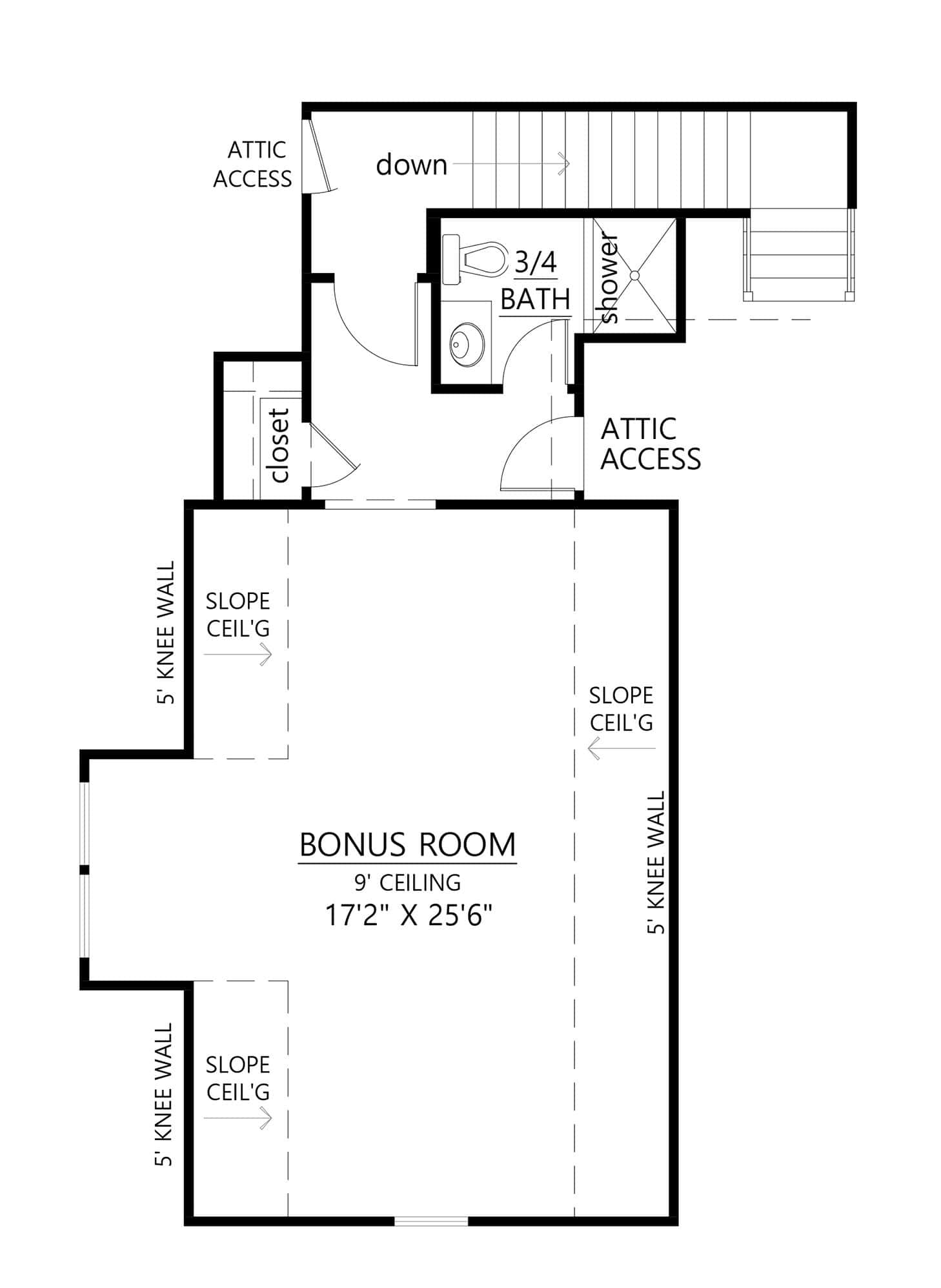 Bonus Room of Farmhouse Plan #206-1089