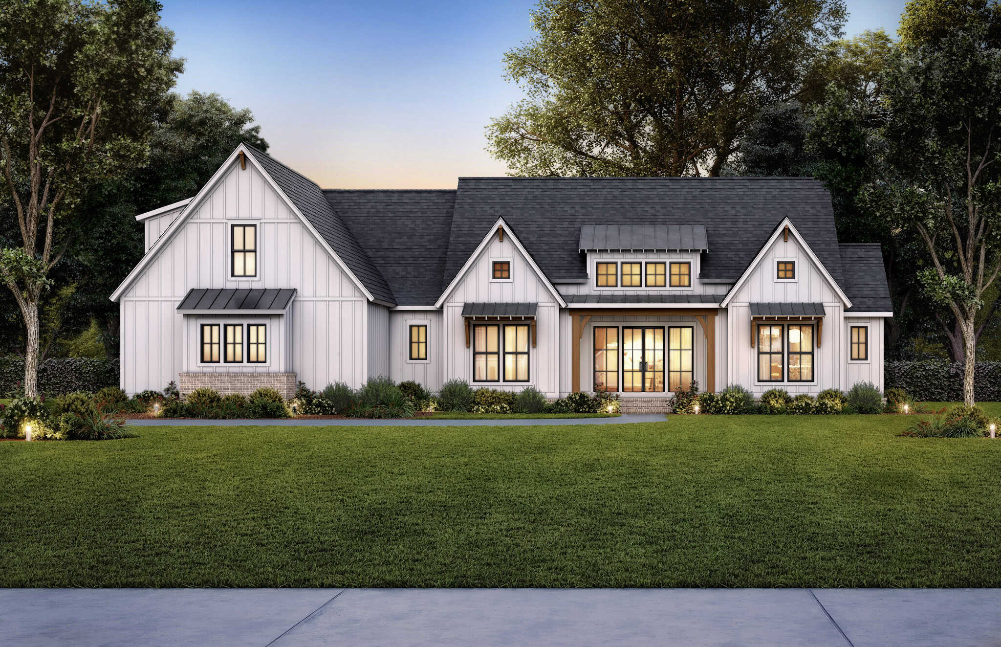 Front elevation of Farmhouse home (ThePlanCollection: House Plan #206-1089)