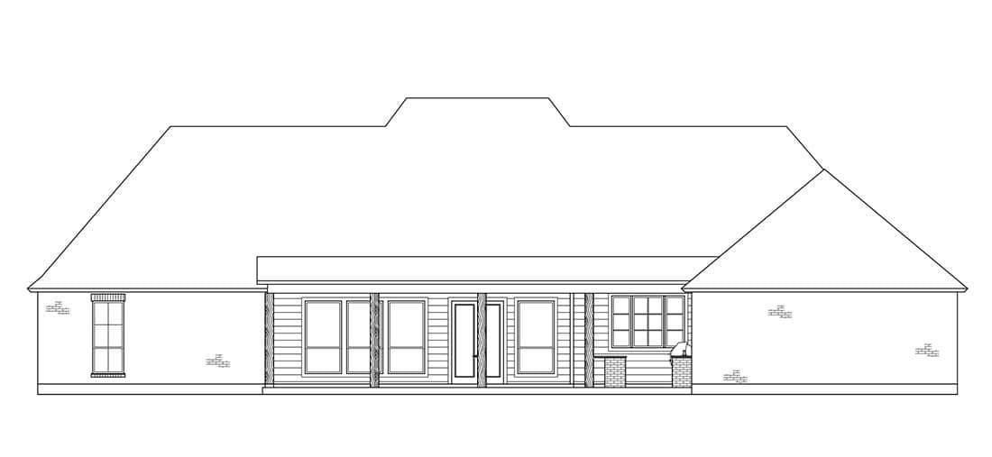Home Plan Rear Elevation of this 4-Bedroom,2560 Sq Ft Plan -206-1091