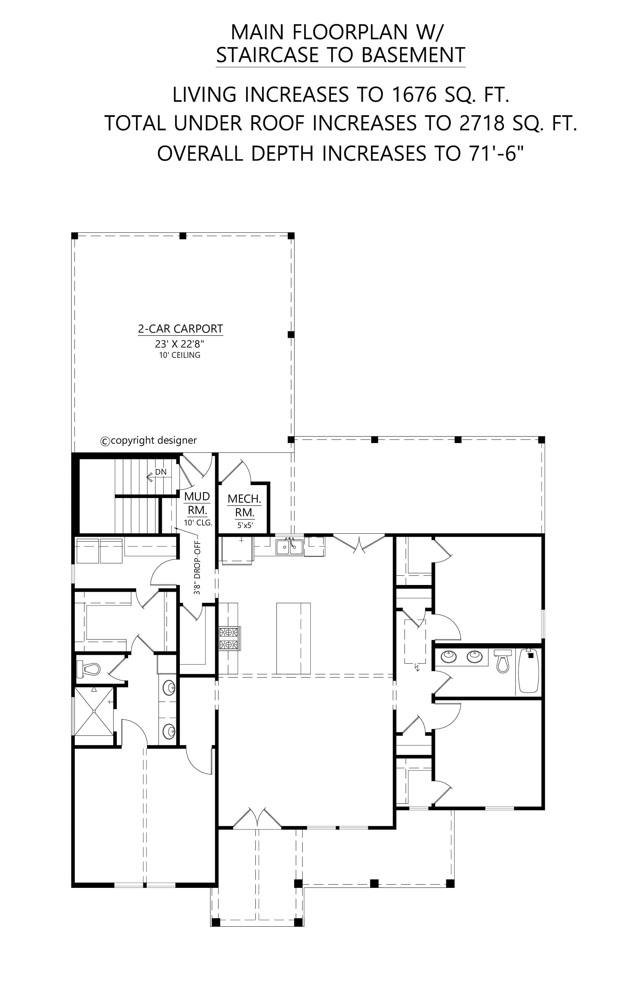 Basement of Modern Farmhouse Plan #206-1093