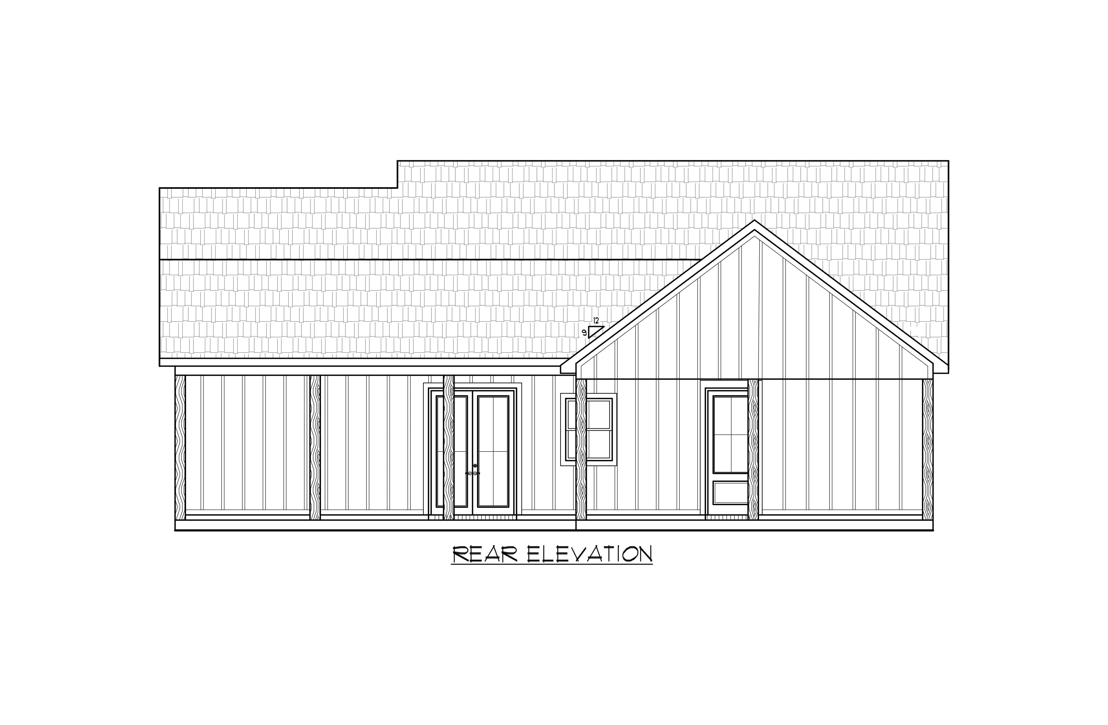 Home Plan Rear Elevation of this 3-Bedroom,1550 Sq Ft Plan -206-1093
