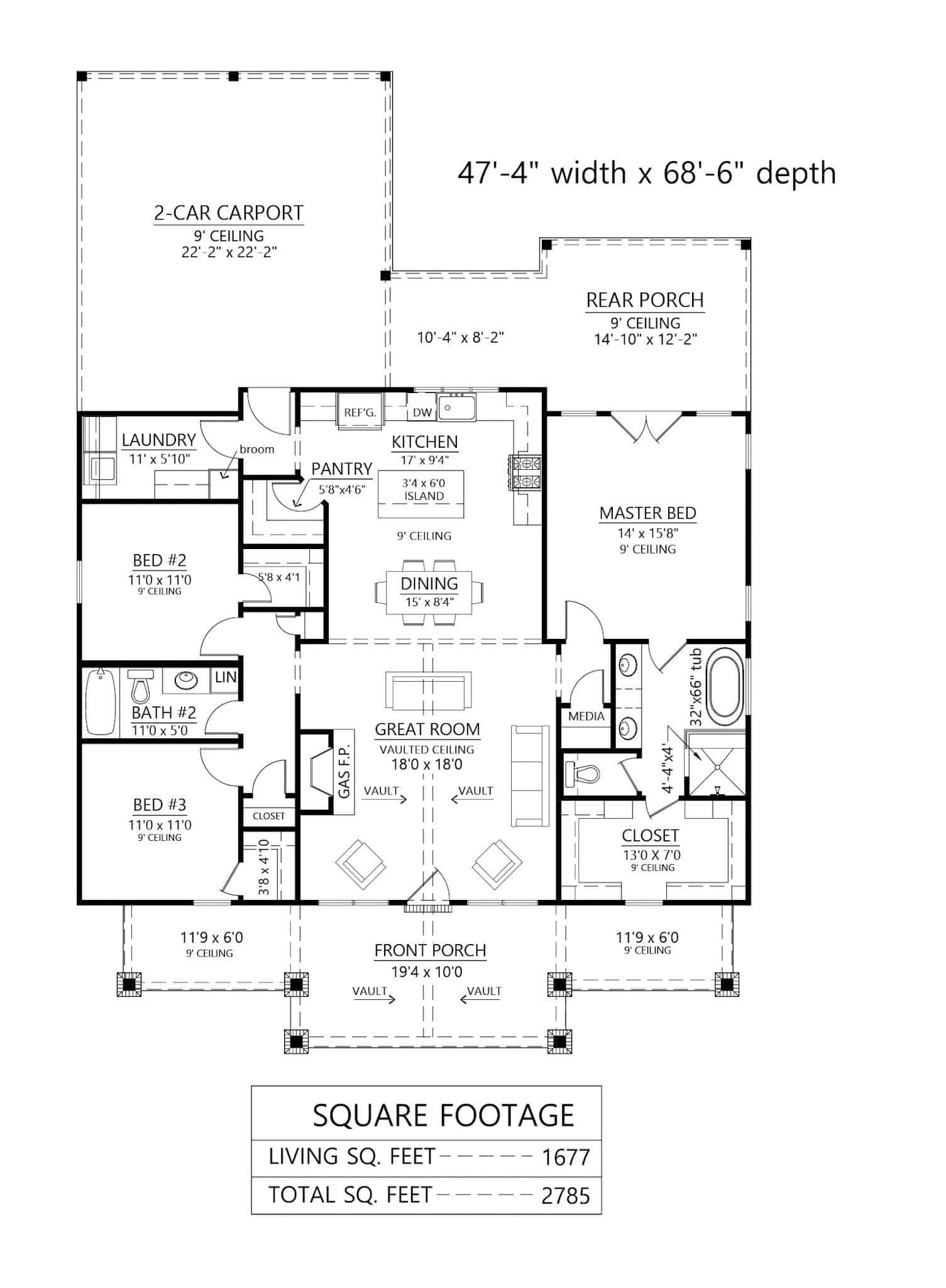 Main Level of Modern Farmhouse Plan #206-1094