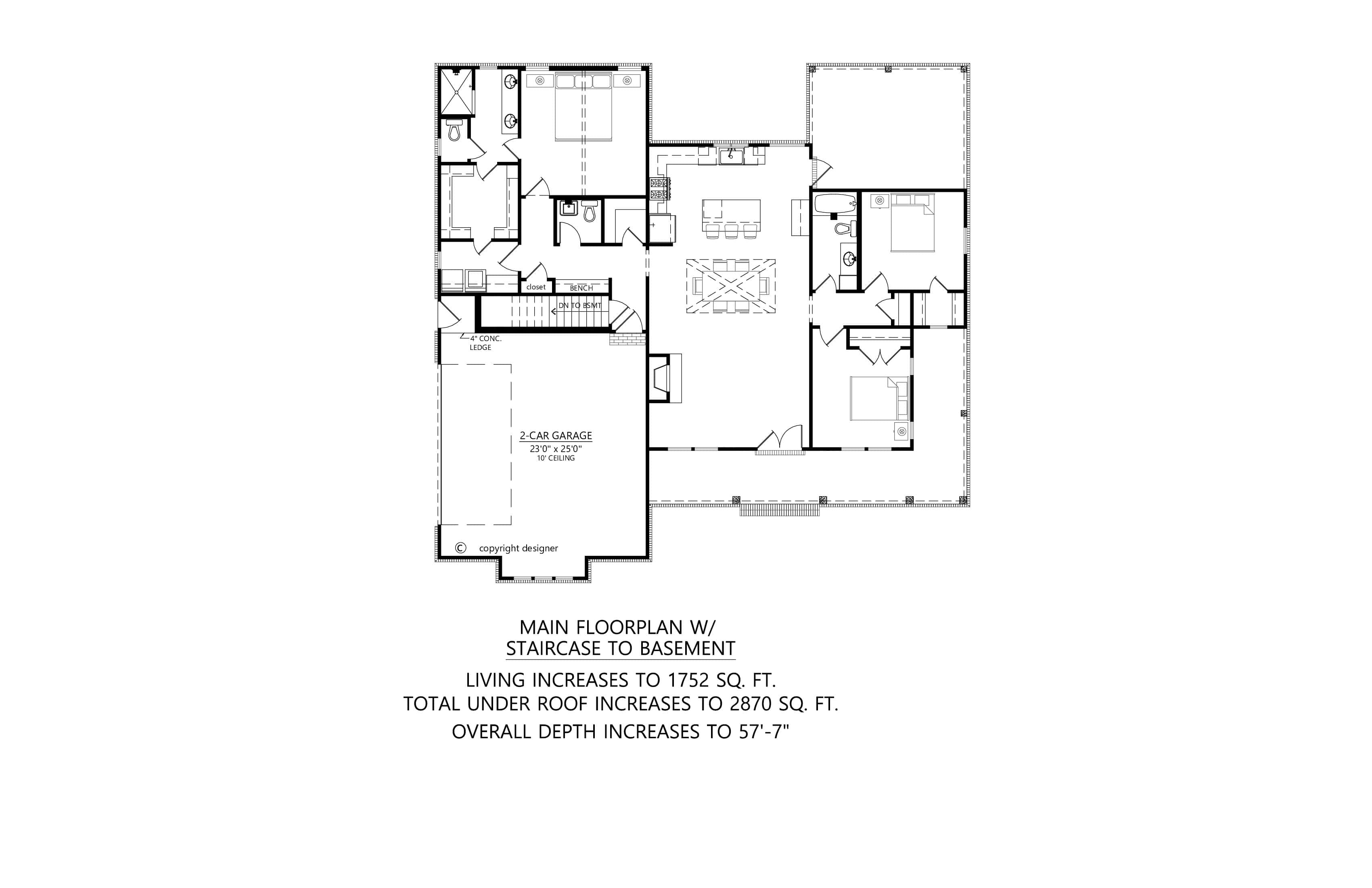 Main Level of Craftsman Plan #206-1096