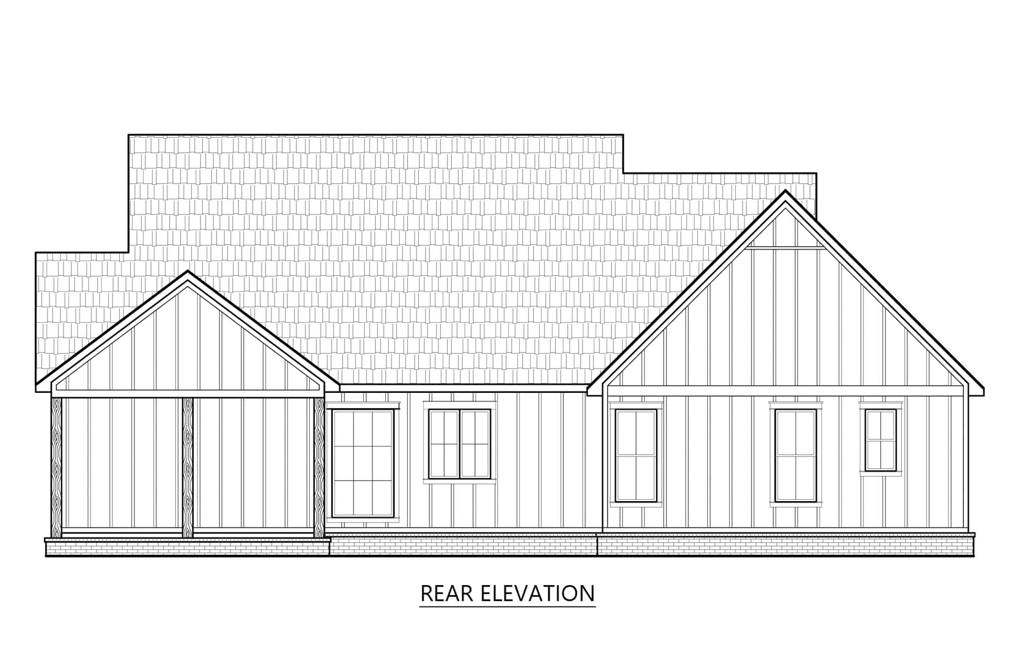Home Plan Rear Elevation of this 3-Bedroom,1673 Sq Ft Plan -206-1096