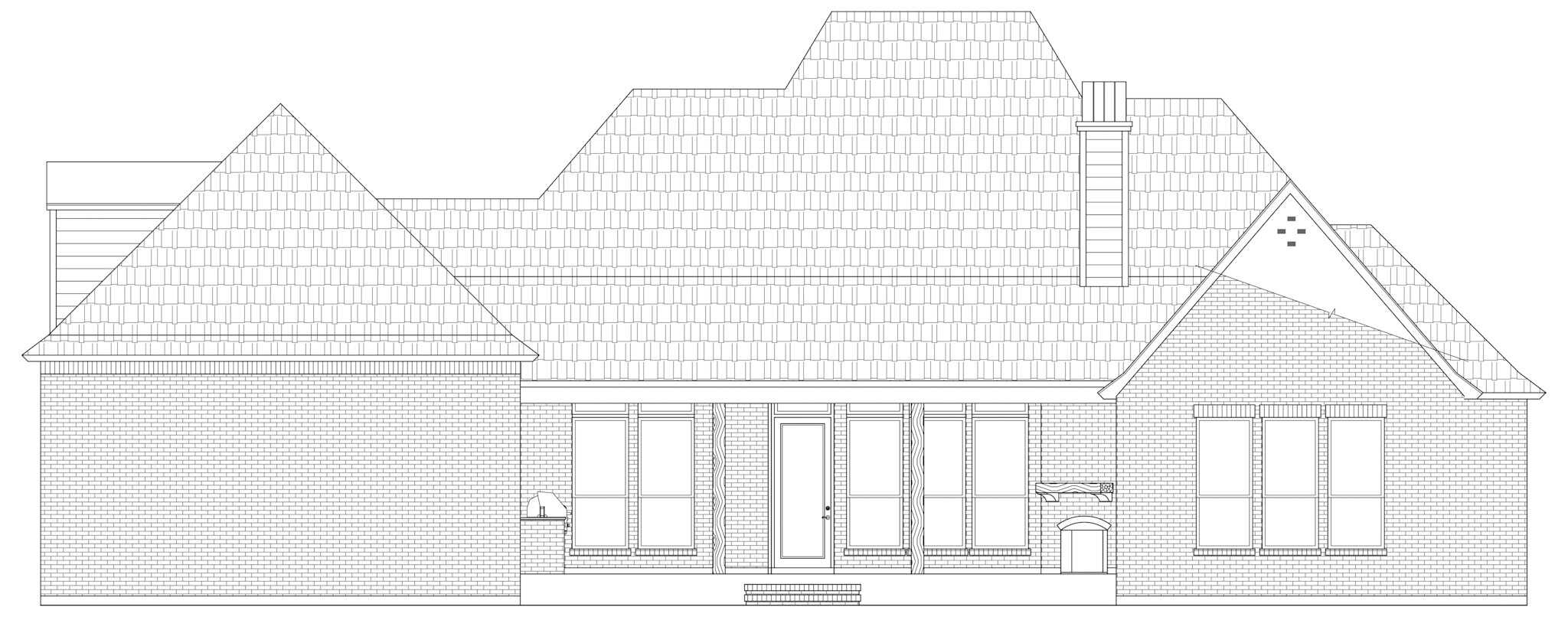 Home Plan Rear Elevation of this 4-Bedroom,2740 Sq Ft Plan -206-1097