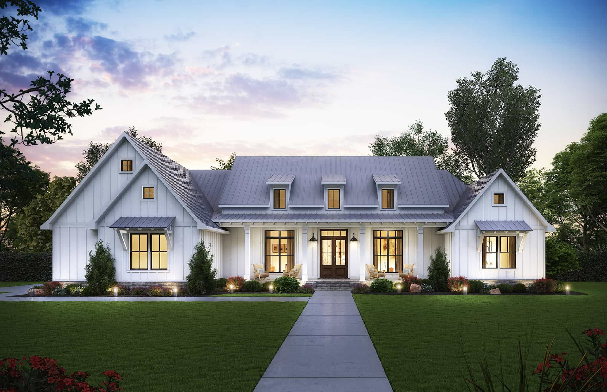 Front elevation of Modern Farmhouse home (ThePlanCollection: House Plan #206-1098)