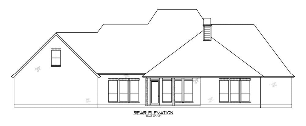 Home Plan Rear Elevation of this 4-Bedroom,3121 Sq Ft Plan -206-1099