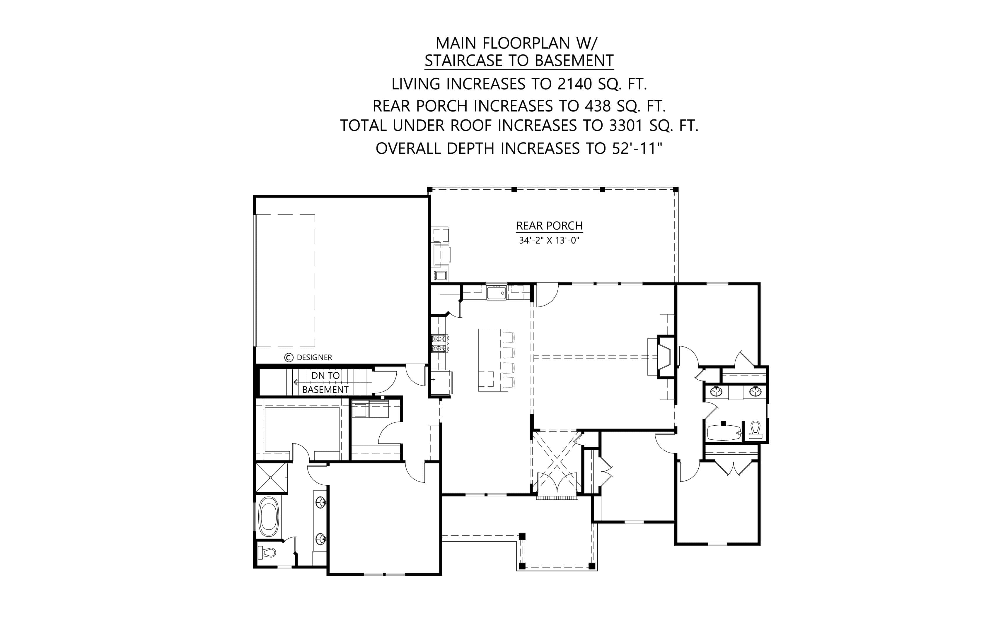 Main Level of Modern Farmhouse Plan #206-1101