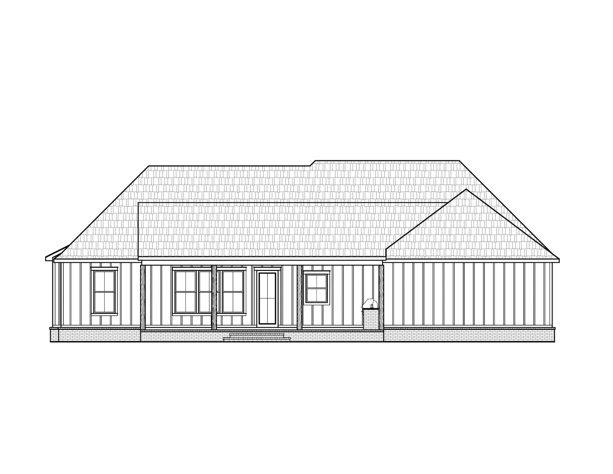 Home Plan Rear Elevation of this 4-Bedroom,2035 Sq Ft Plan -206-1101