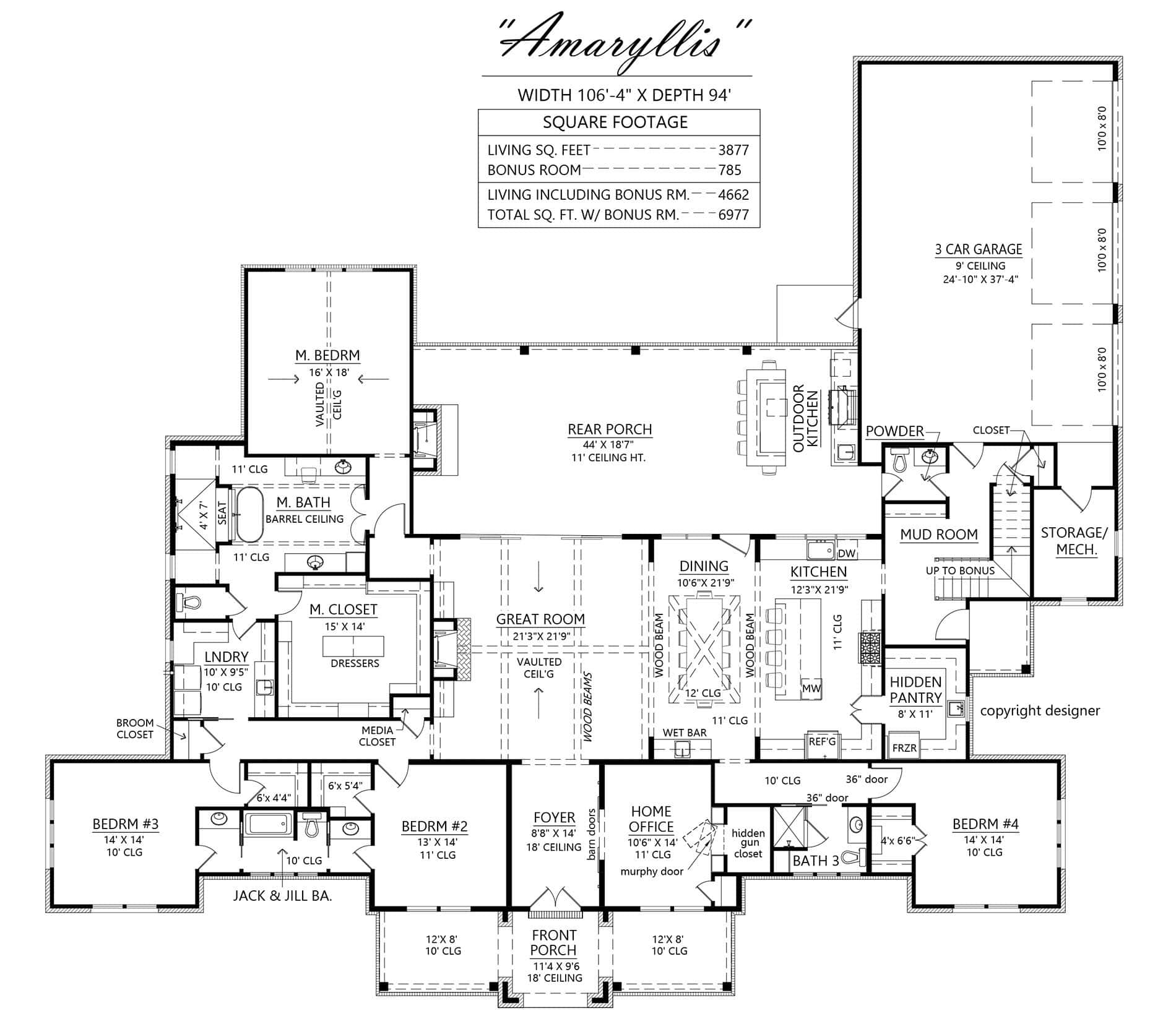 Main Level of Modern Farmhouse Plan #206-1105