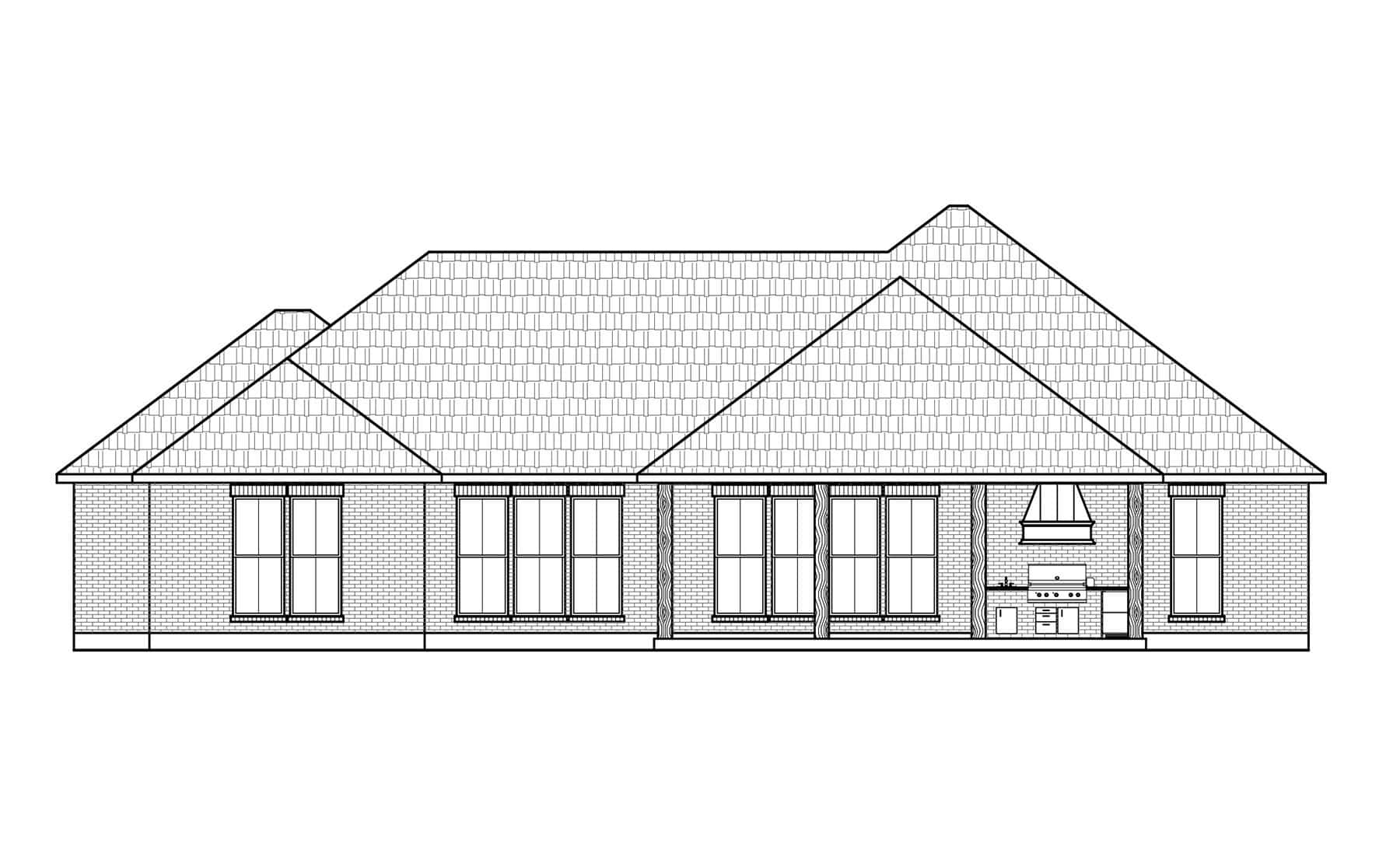 Home Plan Rear Elevation of this 4-Bedroom,2672 Sq Ft Plan -206-1106