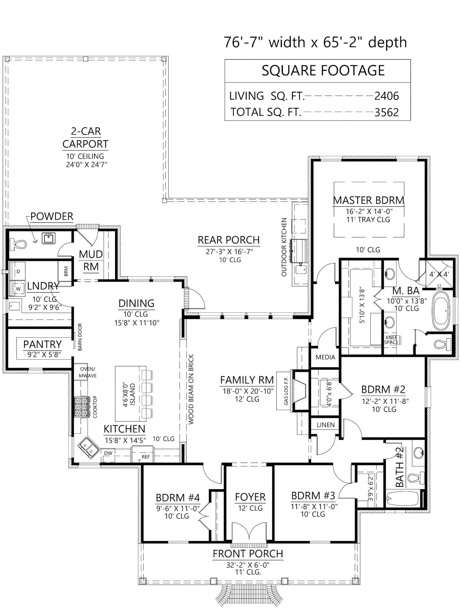 Main Level of Acadian Plan #206-1108