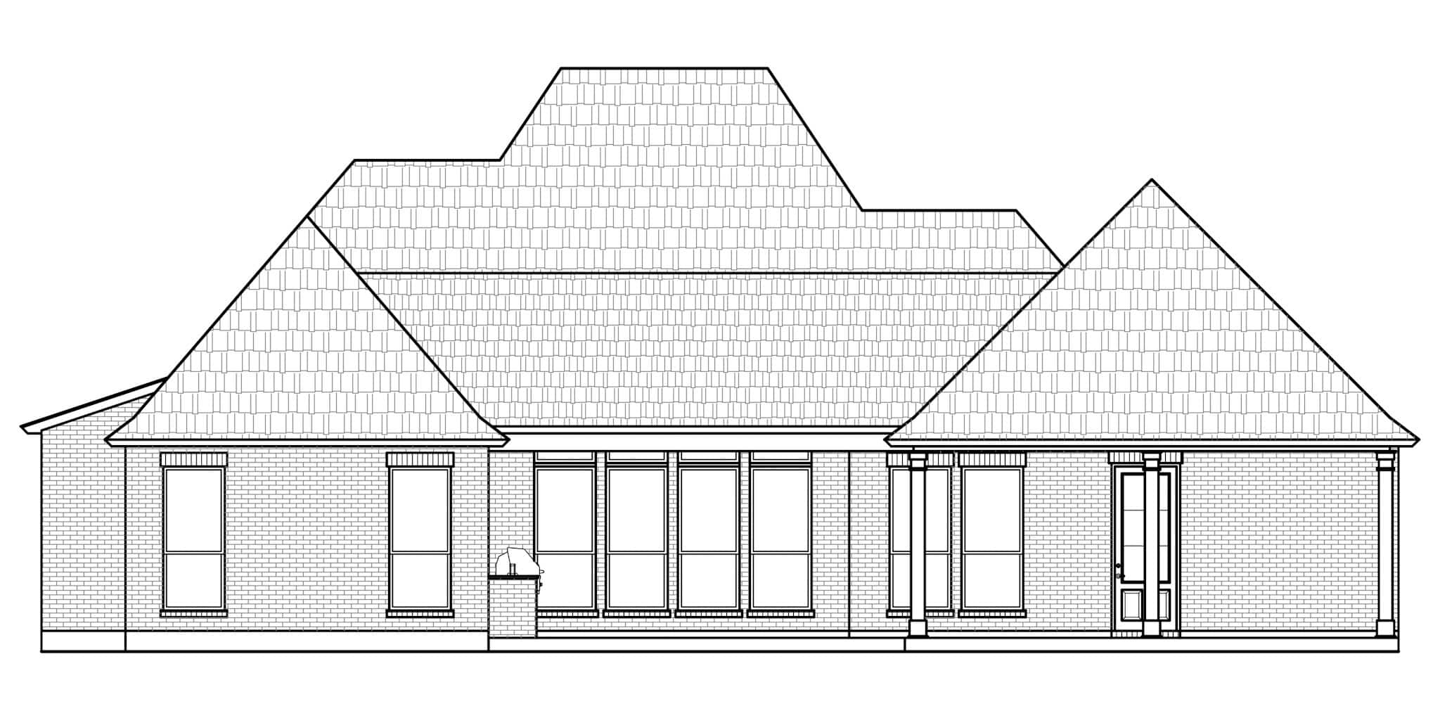 Home Plan Rear Elevation of this 4-Bedroom,2406 Sq Ft Plan -206-1108