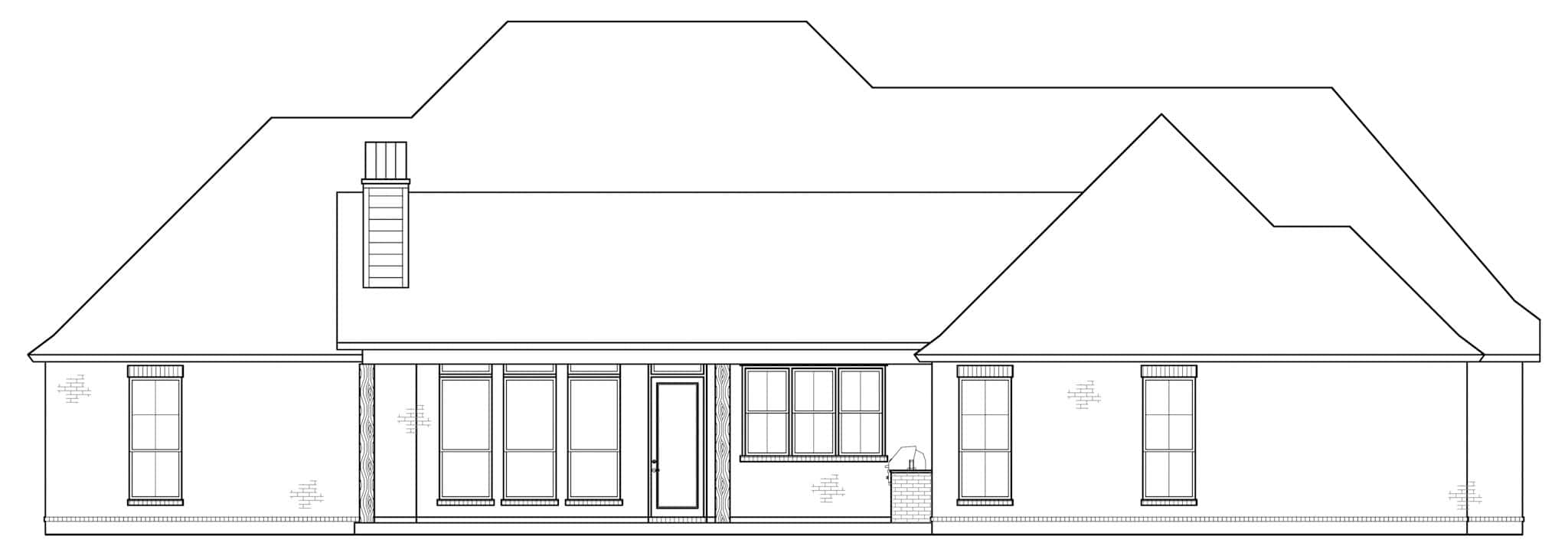 Home Plan Rear Elevation of this 4-Bedroom,2979 Sq Ft Plan -206-1109