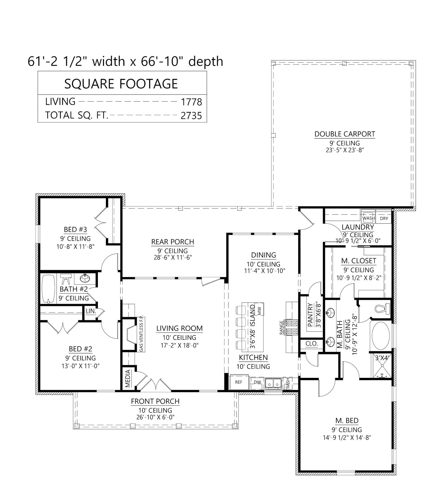 Main Level of Acadian Plan #206-1110