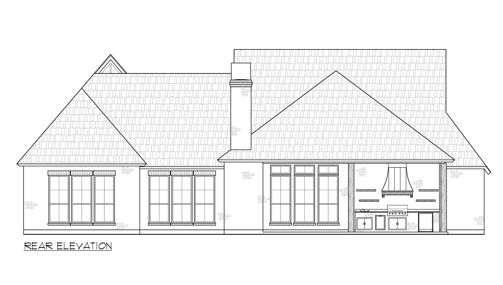 Home Plan Rear Elevation of this 4-Bedroom,2768 Sq Ft Plan -206-1111