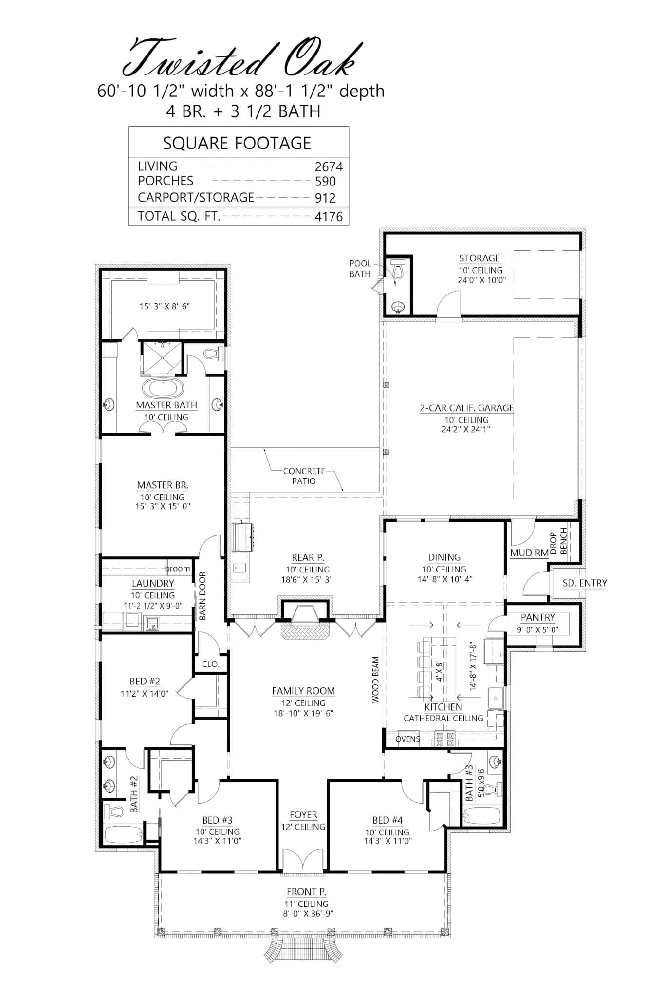 Main Level of Southern Plan #206-1112