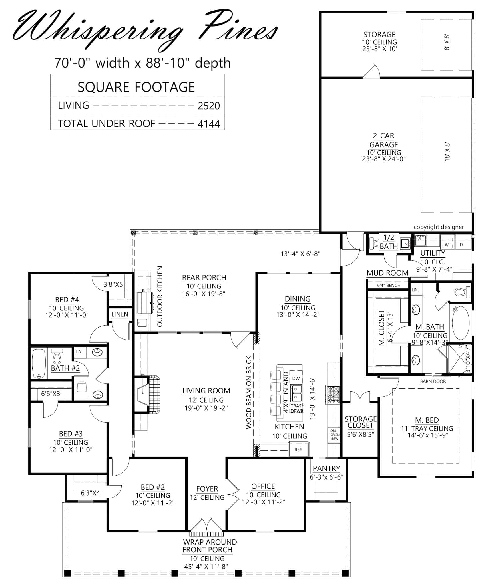 Main Level of Modern Farmhouse Plan #206-1113
