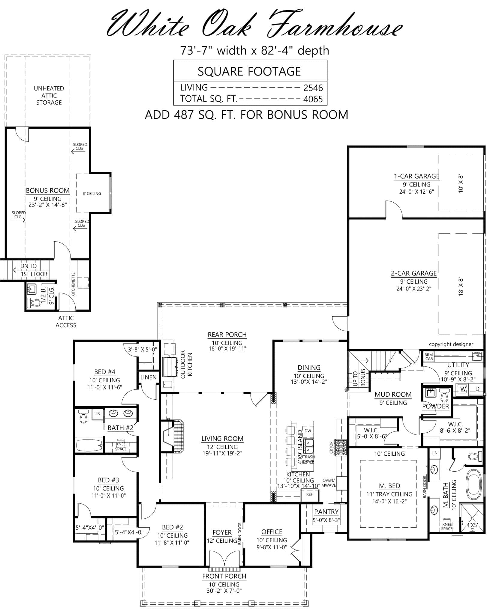 Main Level of Modern Farmhouse Plan #206-1114