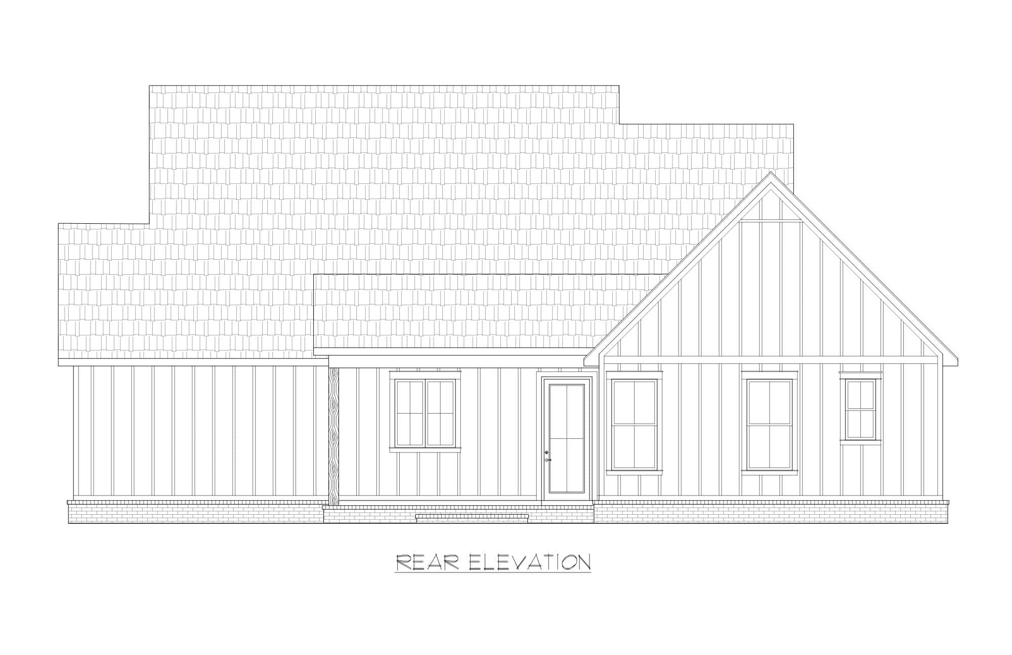 Home Plan Rear Elevation of this 3-Bedroom,1482 Sq Ft Plan -206-1116