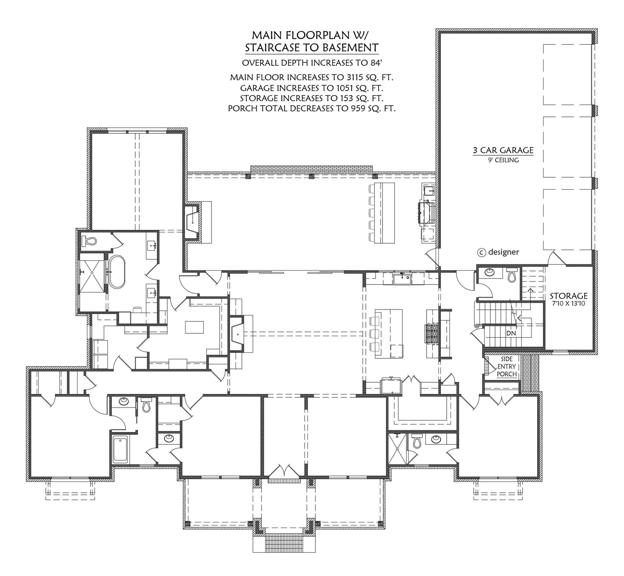 Basement of Modern Farmhouse Plan #206-1117
