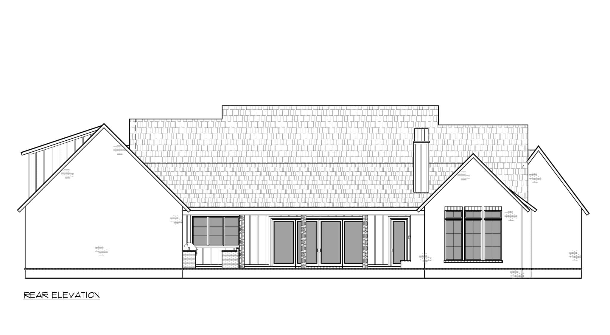 Home Plan Rear Elevation of this 4-Bedroom,3093 Sq Ft Plan -206-1117