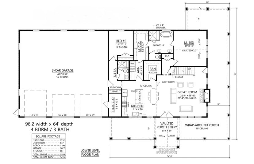 Main Level of Barndominium Plan #206-1118