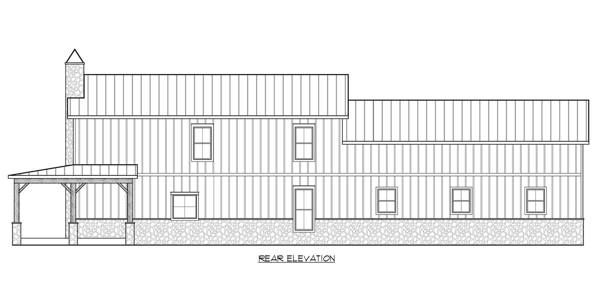 Home Plan Rear Elevation of this 4-Bedroom,2589 Sq Ft Plan -206-1118