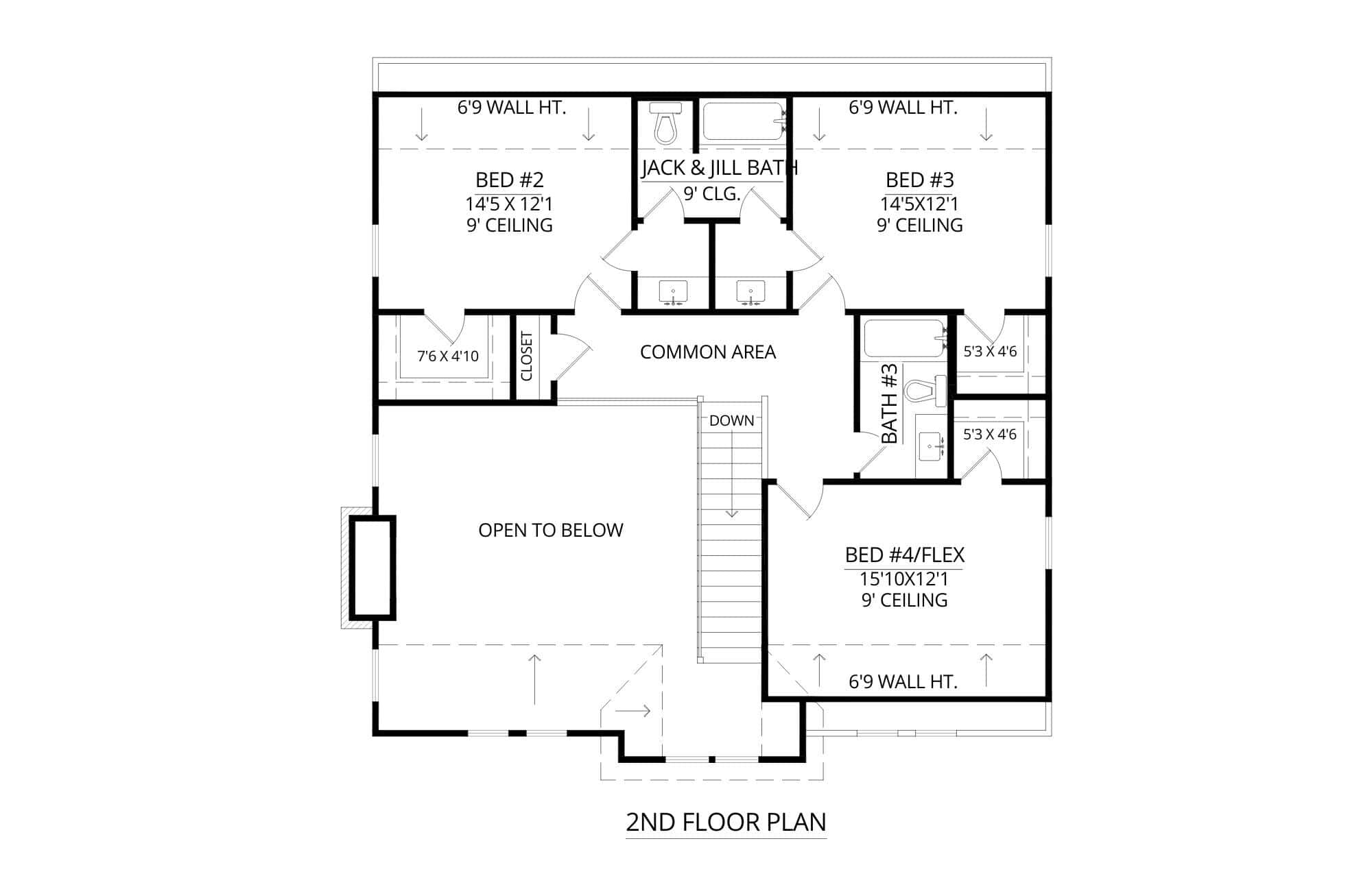 Upper Level of Farmhouse Plan #206-1119