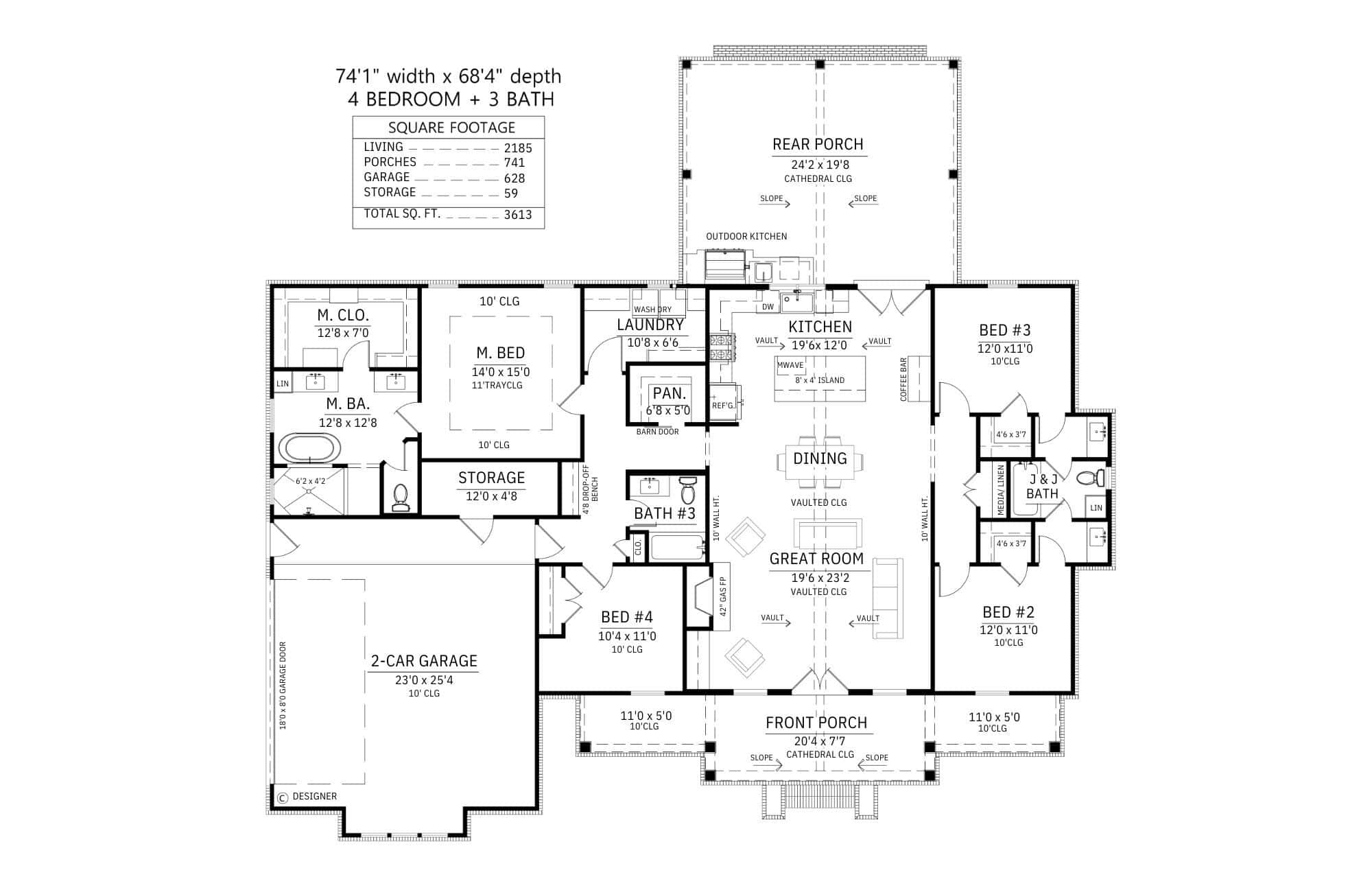 Main Level of Ranch Plan #206-1121