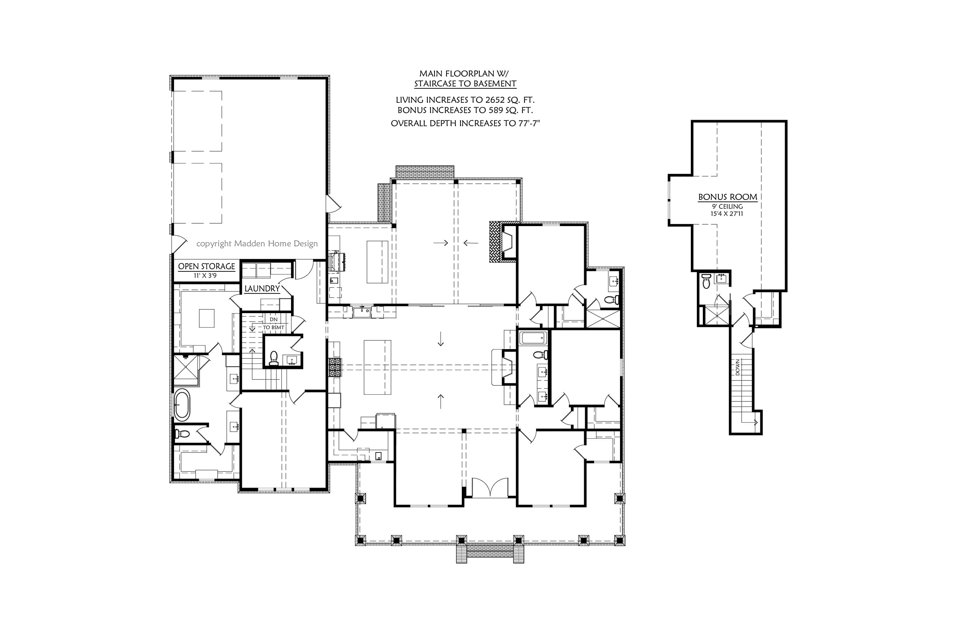 Main Level of Farmhouse Plan #206-1127
