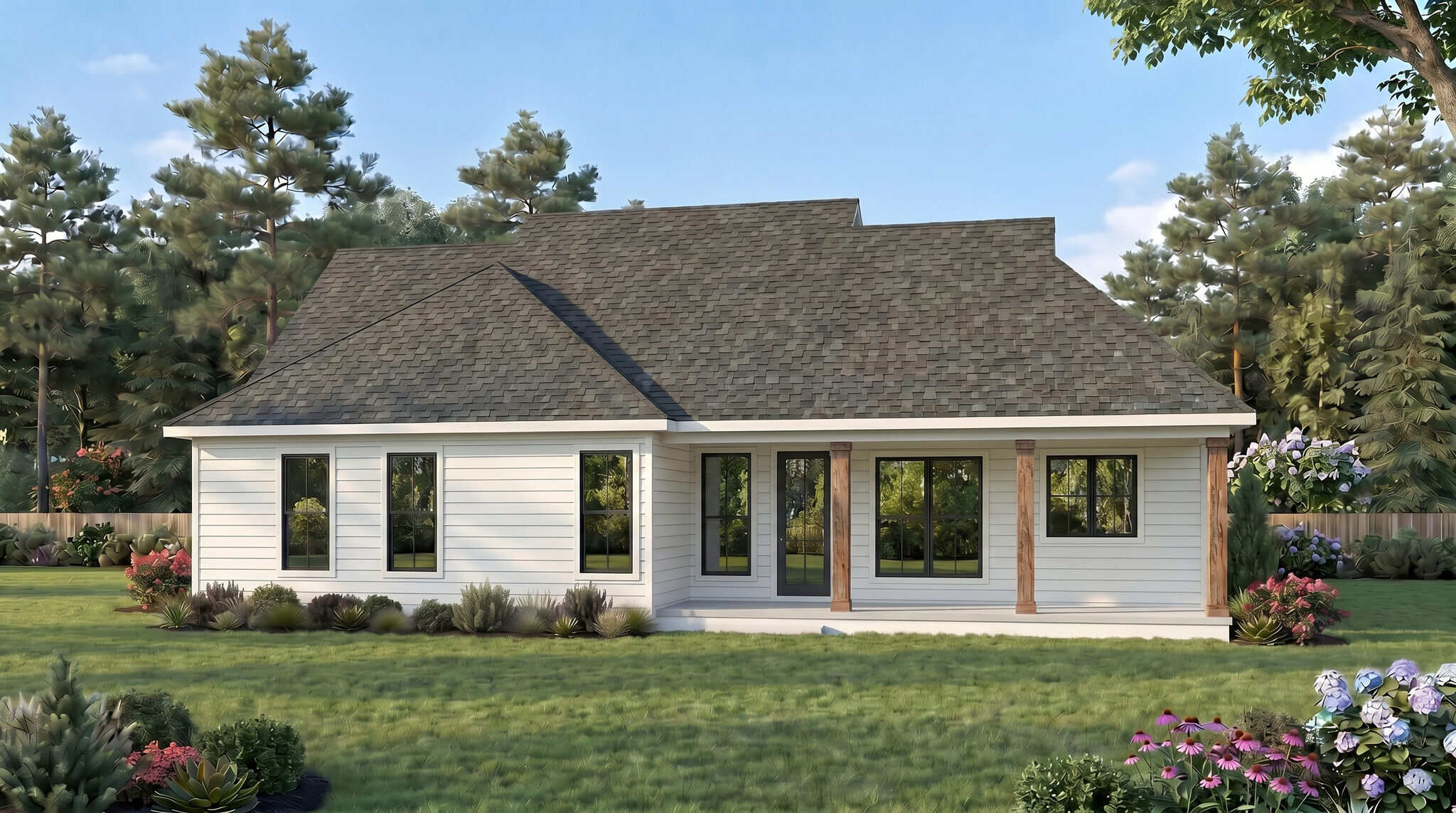 Rear View of this 3-Bedroom,1487 Sq Ft Plan -206-1128