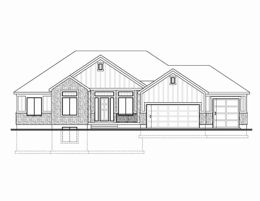 Home Plan Front Elevation of this 3-Bedroom,2403 Sq Ft Plan -208-1006