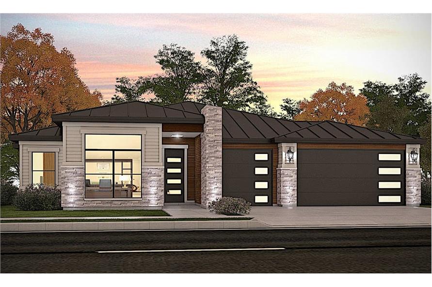 3-Bedroom, 2206 Sq Ft Contemporary House - Plan #208-1024 - Front Exterior
