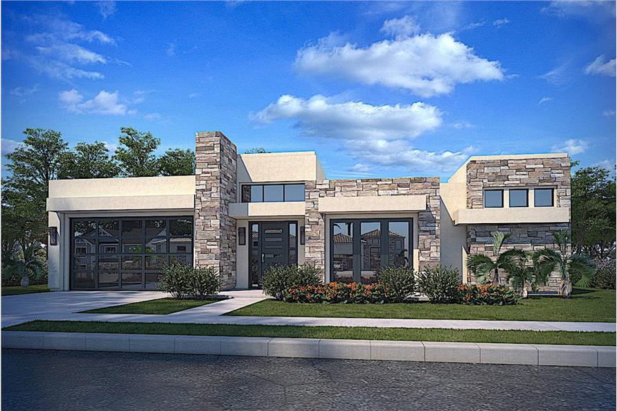 4-Bedroom, 2621 Sq Ft Modern House - Plan #208-1025 - Front Exterior