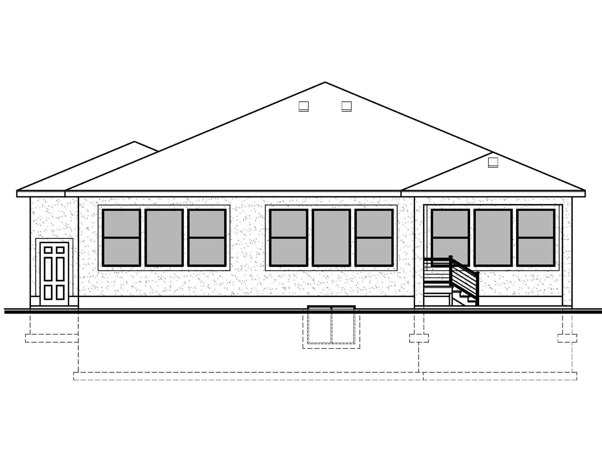 Home Plan Rear Elevation of this 3-Bedroom,1901 Sq Ft Plan -208-1034