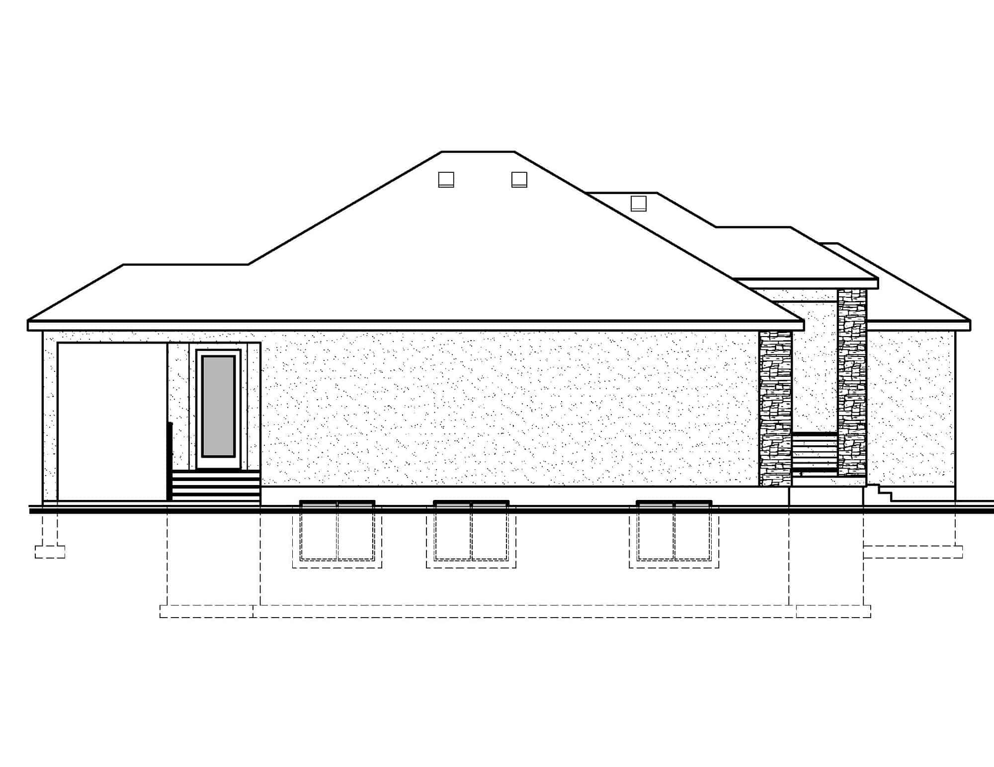 Home Plan Left Elevation of this 3-Bedroom,1901 Sq Ft Plan -208-1034