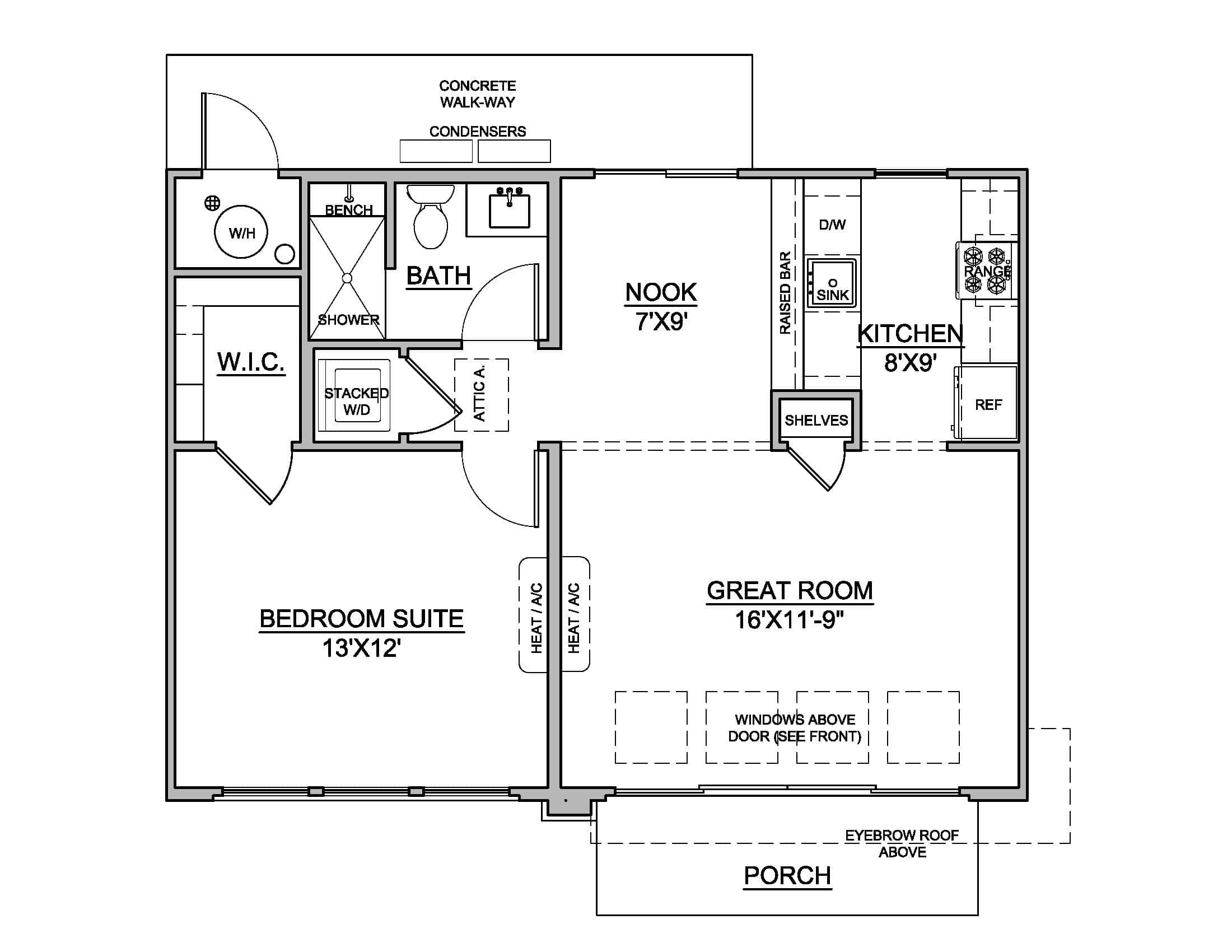 Main Level of Mid-Century Modern Plan #208-1041