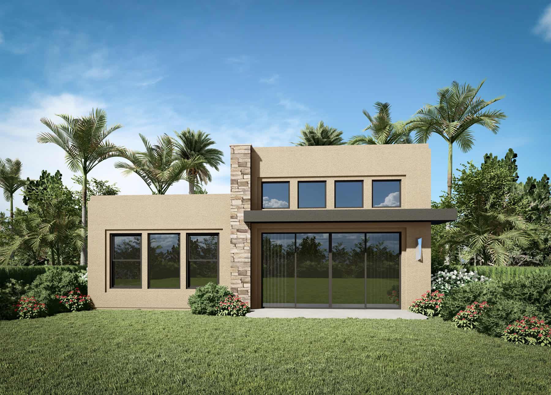 Front elevation of Modern home (ThePlanCollection: House Plan #208-1041)