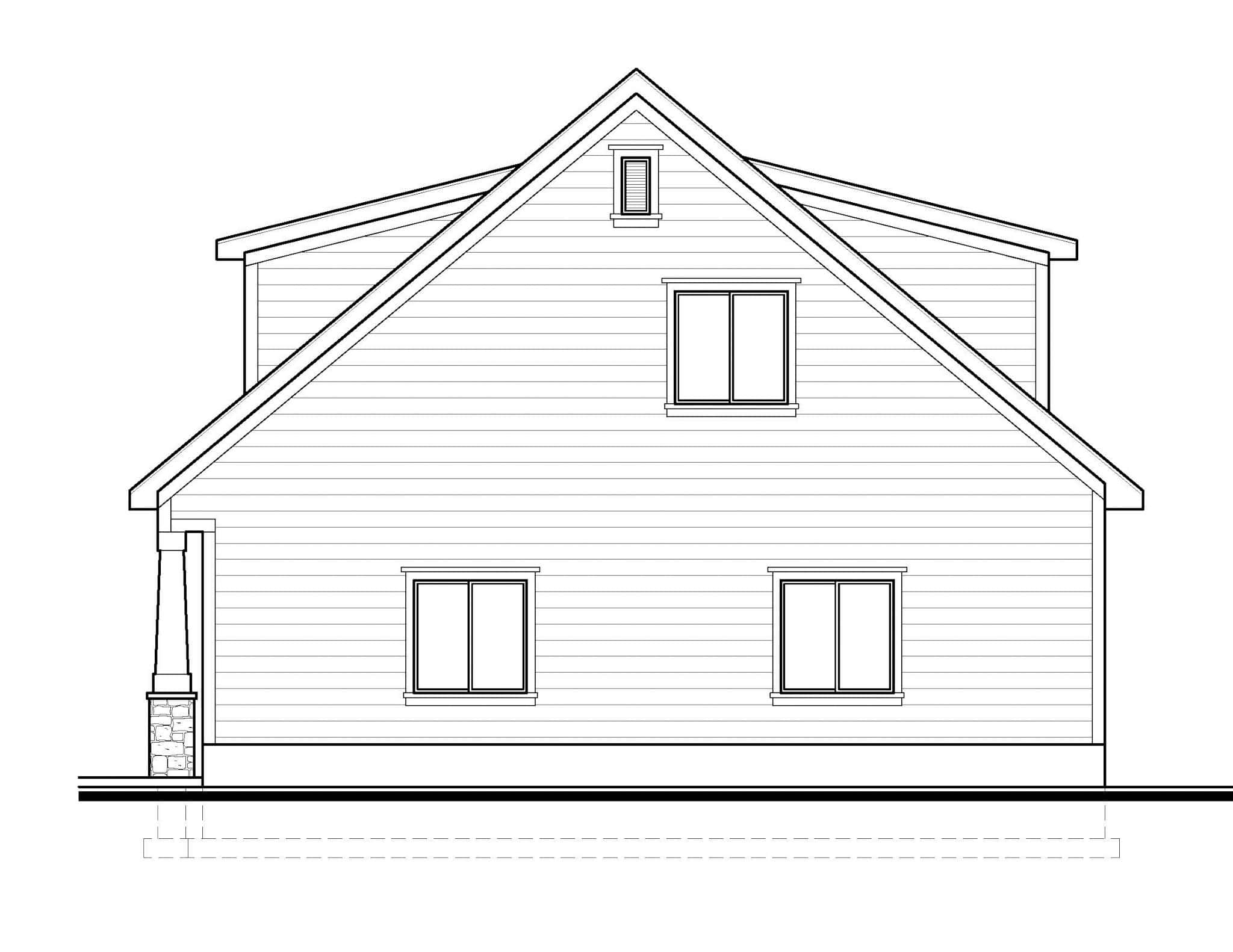 Home Plan Right Elevation of this 2-Bedroom,971 Sq Ft Plan -208-1043