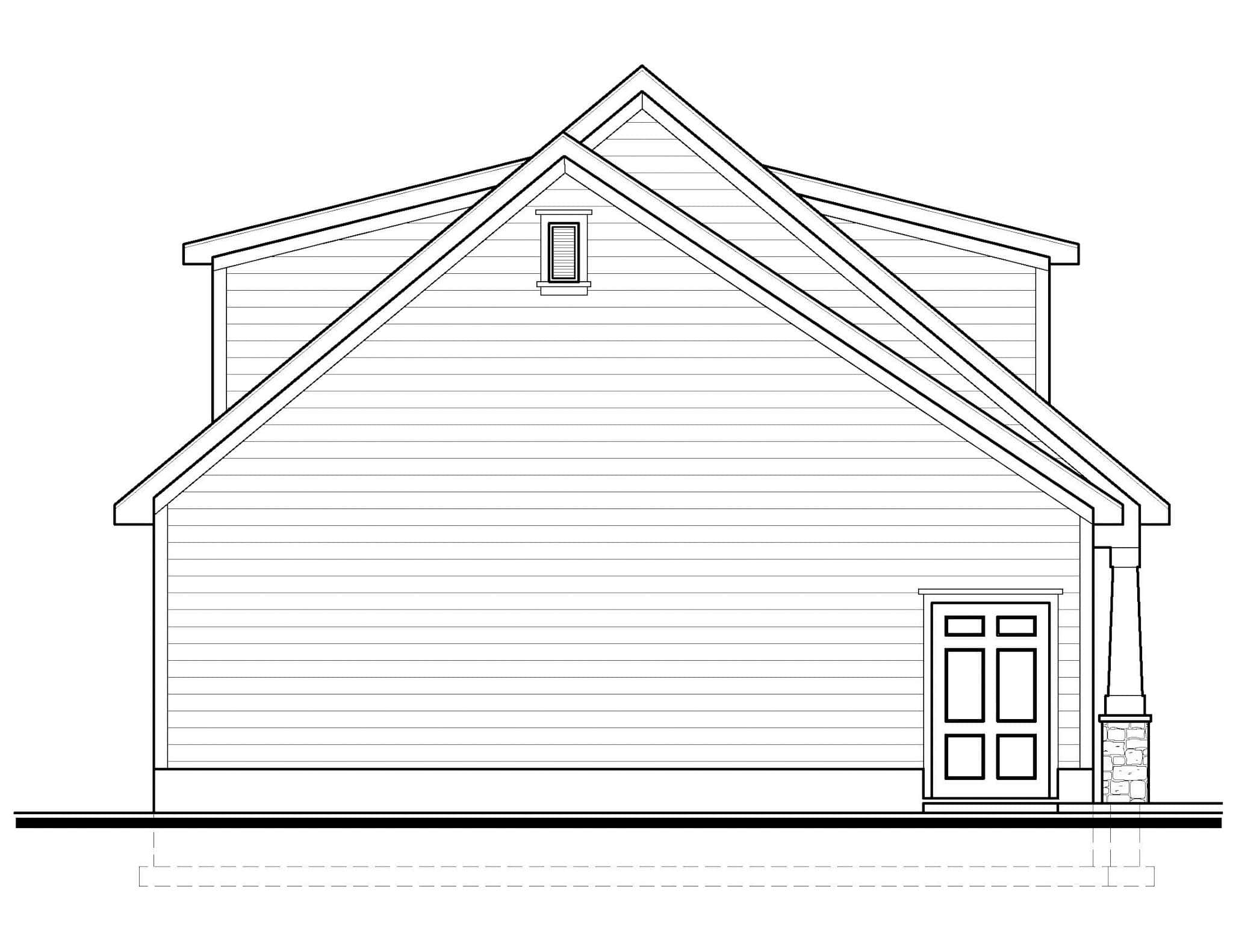 Home Plan Left Elevation of this 2-Bedroom,971 Sq Ft Plan -208-1043
