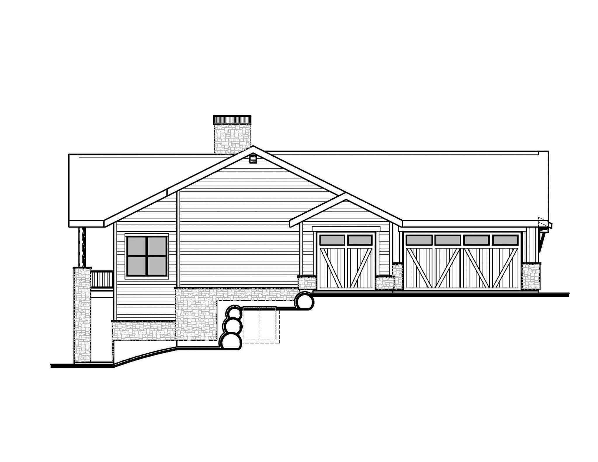Home Plan Left Elevation of this 4-Bedroom,3748 Sq Ft Plan -208-1044
