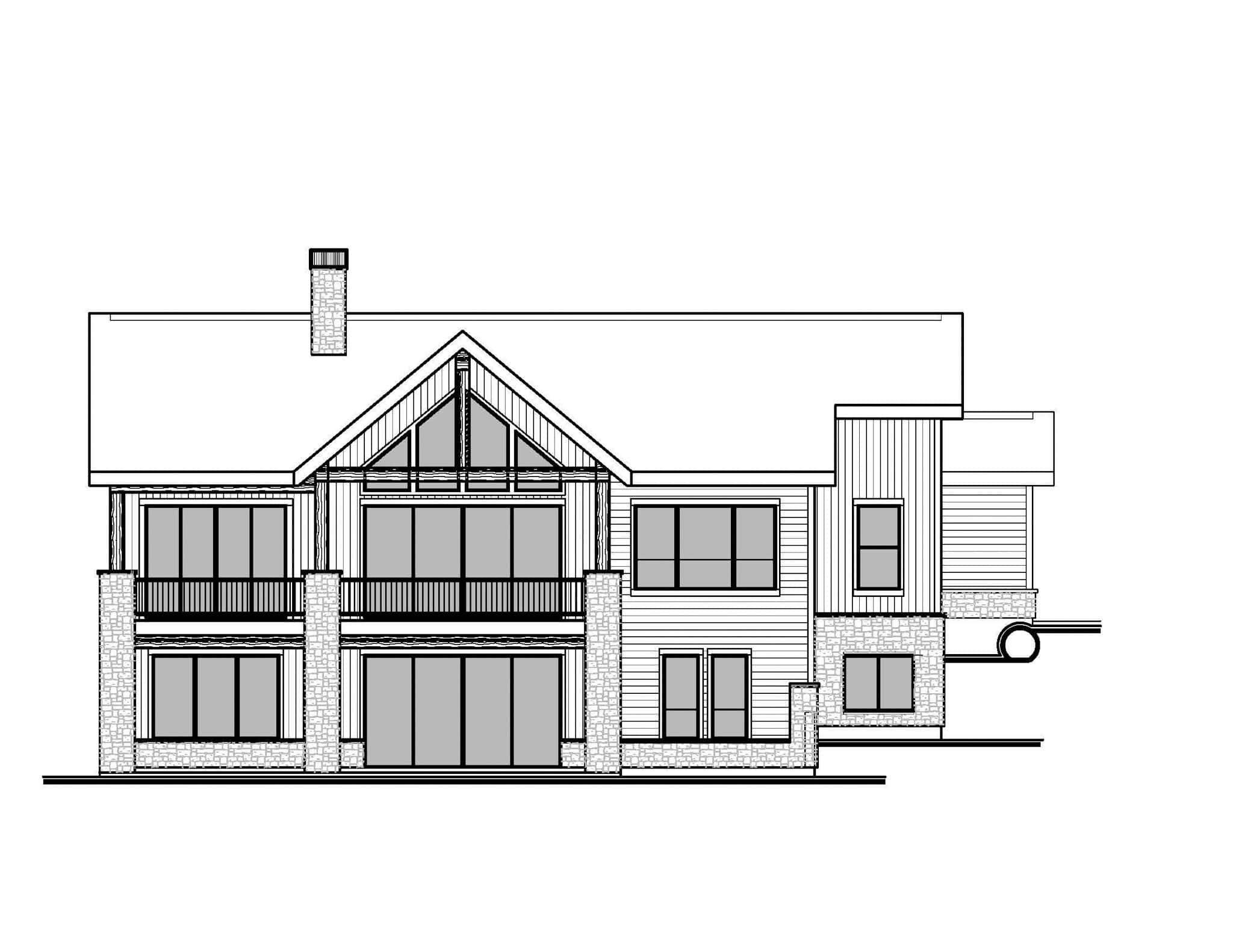 Home Plan Rear Elevation of this 4-Bedroom,3748 Sq Ft Plan -208-1044