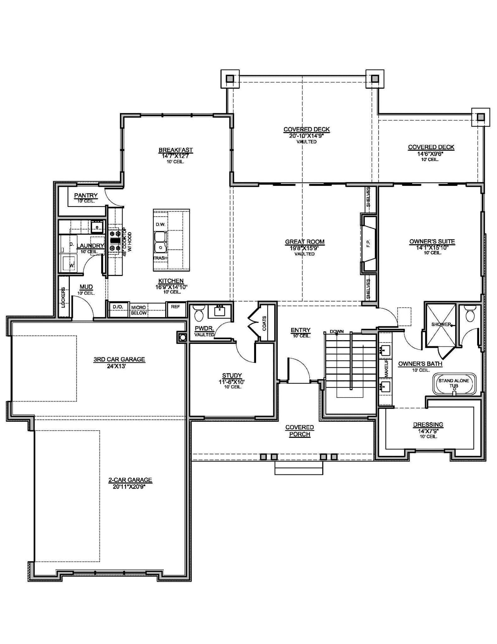 Main Level of Farmhouse Plan #208-1044