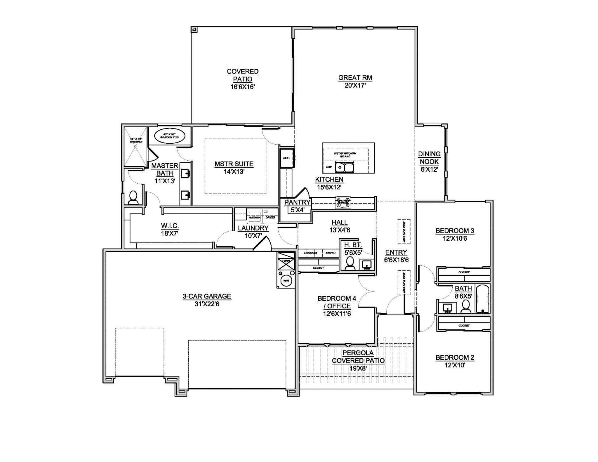 Main Level of Contemporary Plan #208-1046