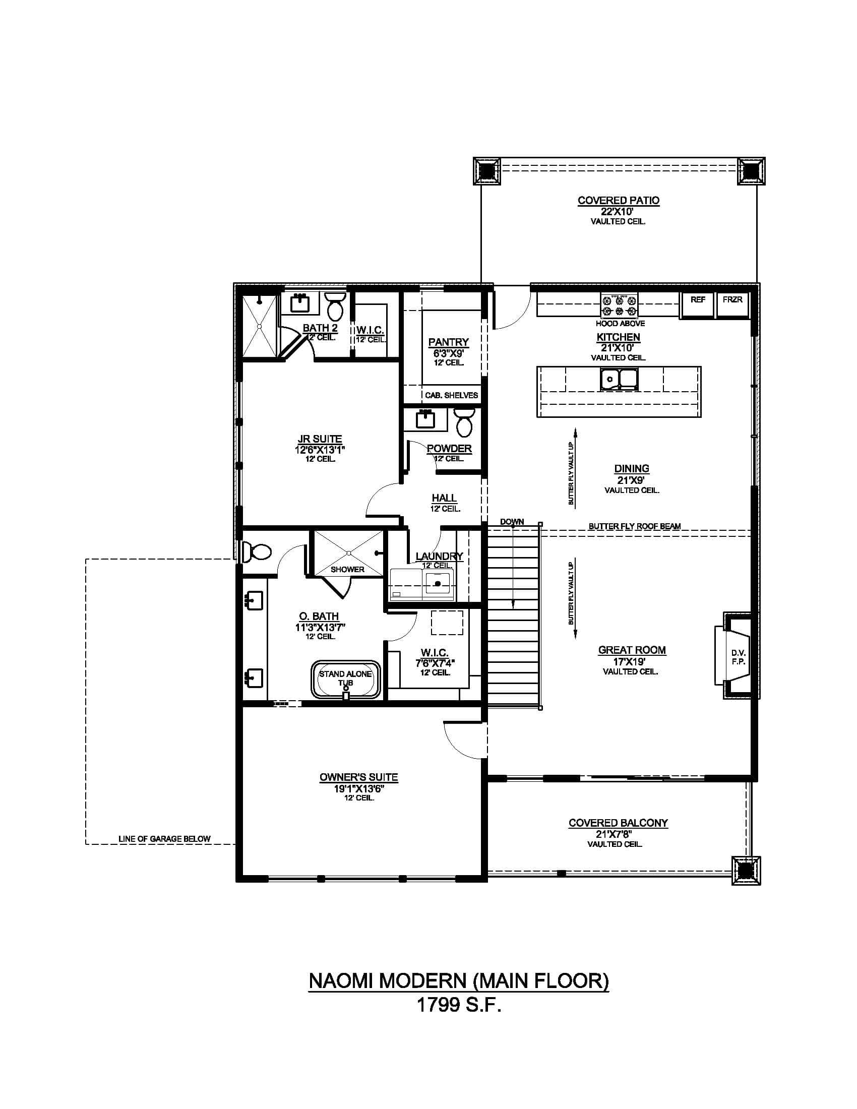Main Level of Ranch Plan #208-1047