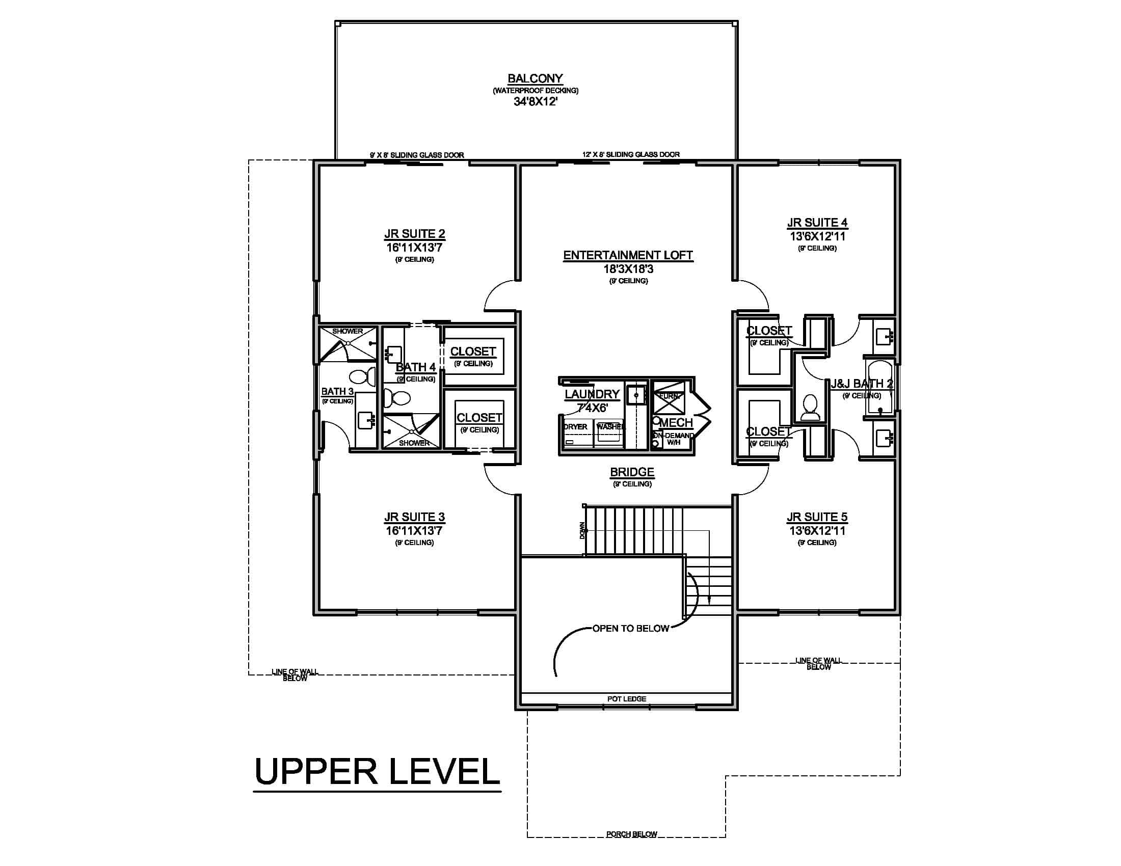 Upper Level of Modern Plan #208-1048